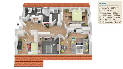 Foto - Renovierte 90 m² DG-Whg, Garage&2SP, Keller, EBK, Dusche&Wanne