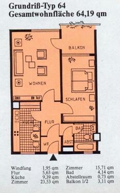 Foto - 2- Zimmer Wohnung, Aufzug, Balkon, Parkplatz, frei ab 15.12.