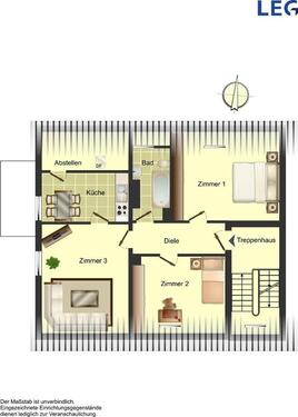Foto - 3 Zimmer Dachgeschoßwohnung zur Miete in Waltrop