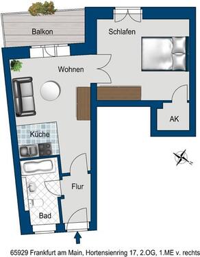 Foto - 2 Zimmer Etagenwohnung zur Miete in Frankfurt am Main