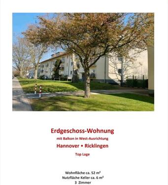 Foto - 3 zimmer Wohnung zu vermieten in Hannover Ricklingen, erdgeschoss