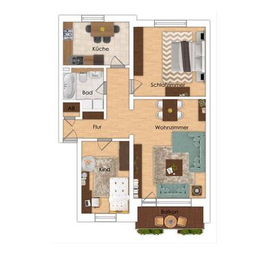 Foto - 3 Zimmer Wohnung Moers Kapellen Garage Stellplatz Fußbodenheizung