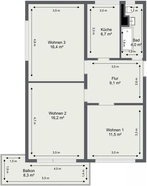 Foto - 3 Zimmer Etagenwohnung in Schwedt (Oder)