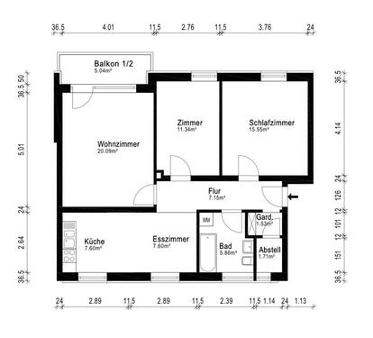 Foto - 3,5-Zimmer-Wohnung - 1.100,00 EUR Kaltmiete,