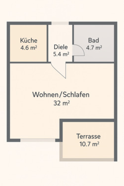Foto - Citynahes Einzimmerapartment mit Terrasse und Garagenstellplatz