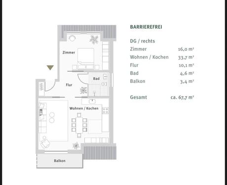 Foto - 2 Zimmer Dachgeschoßwohnung zur Miete in Schöneiche bei Berlin