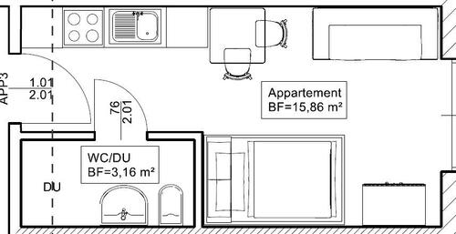 Foto - ab 1.6.26 zu vermieten: Einzimmer- Appartement 18,5m² BJ2020