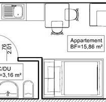 ab 1.6.26 zu vermieten: Einzimmer- Appartement 18,5m² BJ2020 - Heldenstein