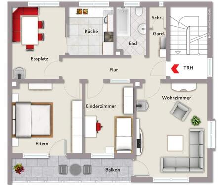 Foto - Helle 3-Zi.-EG-Wohnung (85 m²) in ruhiger Lage + EBK in G