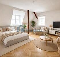 IN RENOVIERUNG: 1-Zimmer-Wohnung mit Parkettfußboden, Bad mit Fenster & Aussicht auf die Domspitze - Schwerin Altstadt