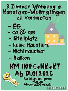 Foto - Wohnung Konstanz-Wollmatingen - 1.100,00 EUR Kaltmiete,