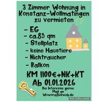Wohnung Konstanz-Wollmatingen - 1.100,00 EUR Kaltmiete, in Konstanz (PLZ: 78467) Konstanz-Fürstenberg