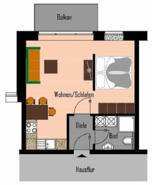 Foto - NEUBAU: 1 Zimmer Wohnung mit Einbauküche und Balkon