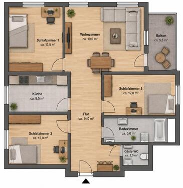 Foto - Detmold:Große 4-Zimmer-Wohnung mit Balkon! - ideal für Familien