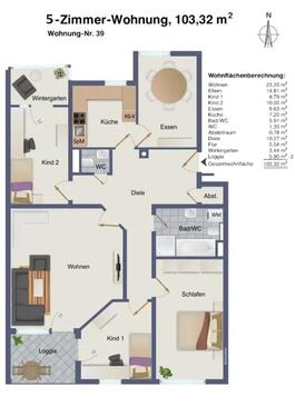 Foto - Zu vermieten:5 Zimmer Wohnung 103m² in Hemsbach