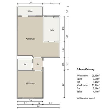 Foto - 2 Zimmer Etagenwohnung zur Miete in Gera
