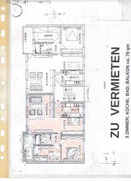 Foto - 3,5 Zimmer, EBK, Bad , Balkon - 600,00&nbsp;EUR Kaltmiete, ca.&nbsp; 79,00&nbsp;m&sup2;