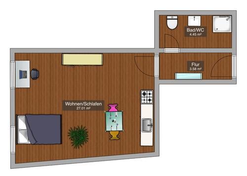 Foto - Schönes 1-Zimmer Apartment mitten in Straubing (Whg Nr. 7011)