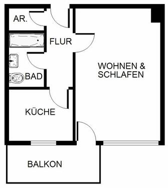 Foto - 1 Zimmer Etagenwohnung in Bonn