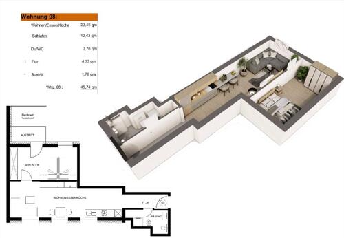 Foto - Kernsanierte 2-Zimmer-Wohnung - 700,00 EUR Kaltmiete,