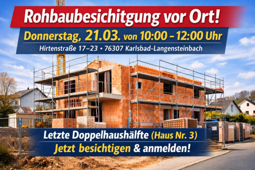 Foto - Letzte Neubau-DHH – Grundstücksbesichtigung Sa. 21.03 10-12 Uhr,