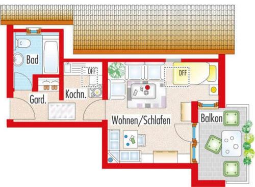 Foto - Möblierte 1-Zimmer Dachgeschosswohnung in Weilheim Egelsberg