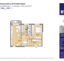 Erstbezug nach Sanierung - 638,00&nbsp;EUR Kaltmiete, ca.&nbsp; 75,08&nbsp;m&sup2; in Halle (Saale) (PLZ: 06110) Damaschkestraße