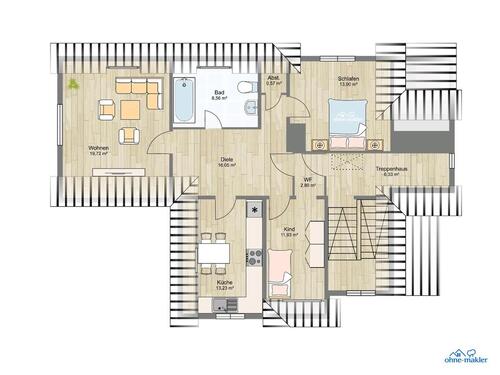 Foto - wohnung 3 zimmer zu vermieten - 800,00 EUR Kaltmiete,