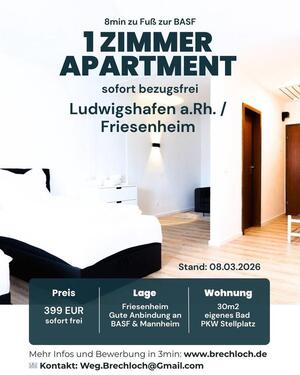 Foto - Einzimmerwohnung Ludwigshafen 1 Zimmer Apartment Friesenheim