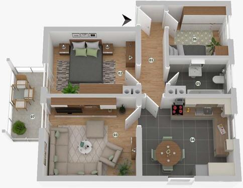 Foto - 3 Zimmer Erdgeschoßwohnung zur Miete in Ansbach