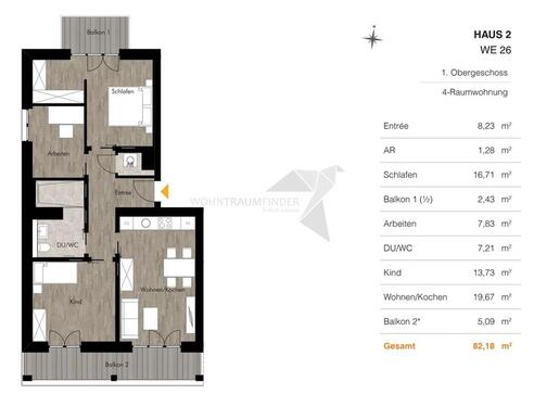Foto - Barrierefreie 4-Zimmer-Wohnung mit Einbauküche, Stellplatz und 2 Balkonen