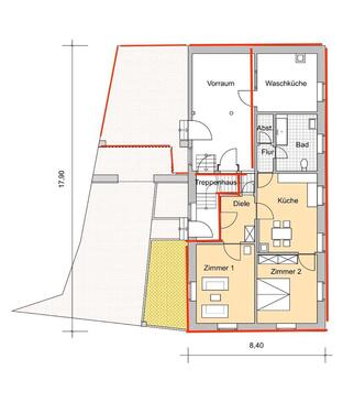 Foto - Wohnung, Miete - 960,00 EUR Kaltmiete, ca.  80,00 m²
