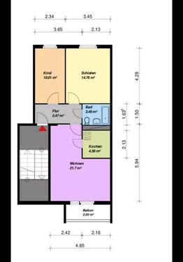 Foto - wohnung 1 Stock - 568,00 EUR Kaltmiete, ca.  63,00 m²