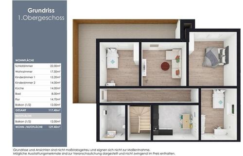 Foto - Helle 4-Zimmer Obergeschosswohnung mit großem Balkon und Garten