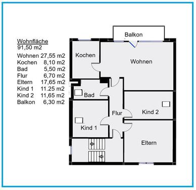 Foto - 4 Zimmer 91.50 m2 Dachgeschoss Wohnung zu Vermieten