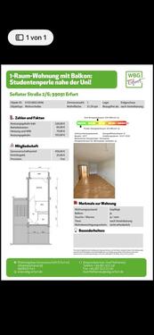 Foto - 1-Raum Wohnung mit Balkon - 355,00&nbsp;EUR Kaltmiete, ca.&nbsp; 31,60&nbsp;m&sup2;