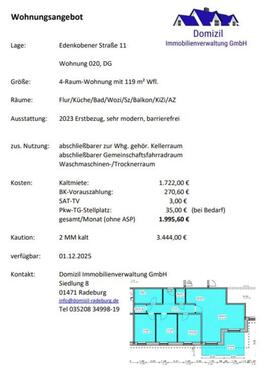 Foto - 4 Raumwohnung Radeburg - 1.722,00 EUR Kaltmiete,