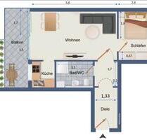 Möblierte 2 Zimmer-Wohnung mit Balkon in Nürnberg Maxfeld direkt