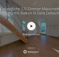 Freundliche 2,5-Zimmer-Maisonette-Wohnung mit Balkon in Gera Debs