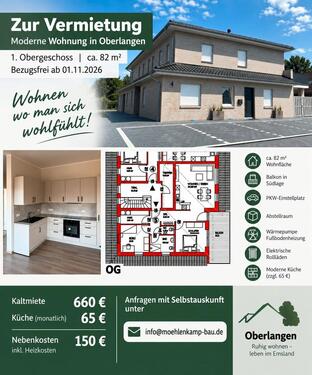 Foto - Wohnung 82 qm in Oberlangen ab 11.26. 4-Parteienhaus im 1-OG