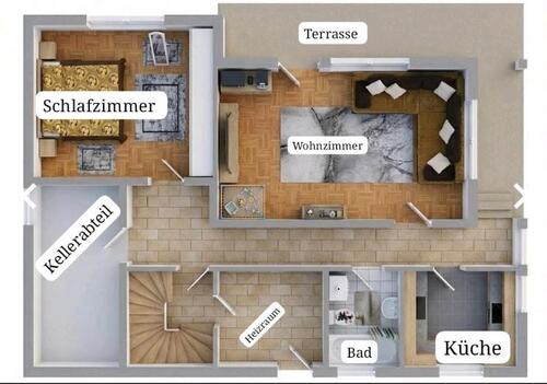 Foto - 2 - Zimmerwohnung - 550,00&nbsp;EUR Kaltmiete, ca.&nbsp; 62,67&nbsp;m&sup2;
