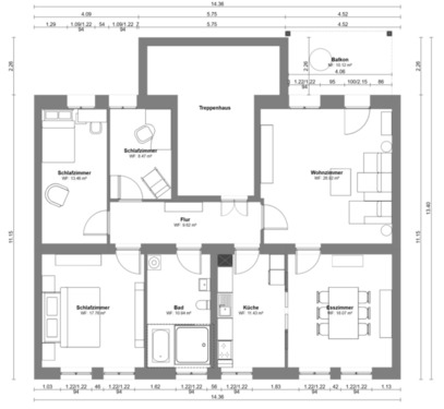 Foto - Etagenwohnung zur Miete in Freiberg