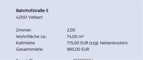 Foto - 2 Zimmer Etagenwohnung in Velbert