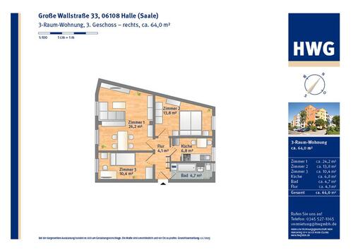 Foto - 3 Zimmer Etagenwohnung in Halle (Saale)