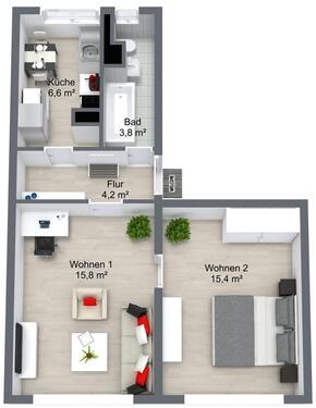 Foto - 2 Zimmer Etagenwohnung zur Miete in Schwedt (Oder)