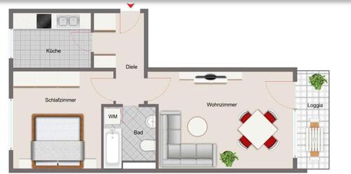 Foto - Erstbezug nach Renovierung: Helle 2-Zimmer-Wohnung mit Loggia