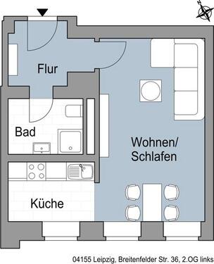 Foto - 1 Zimmer Etagenwohnung zur Miete in Leipzig