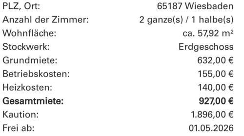 Foto - Erdgeschoßwohnung in Wiesbaden zur Miete