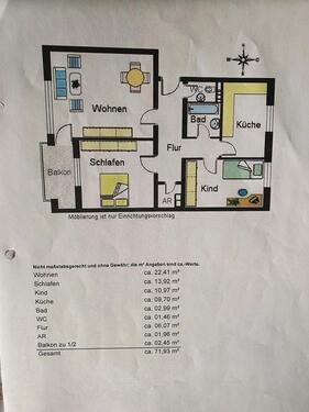 Foto - 3 Zimmer Wohnung in Blumenau - 1.500,00&nbsp;EUR Kaltmiete, ca.&nbsp; 72,00&nbsp;m&sup2;