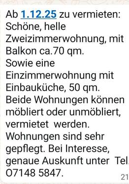 Foto - Etagenwohnung zur Miete in Großbottwar